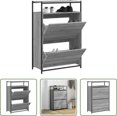 Obrázek produktu pro The Living Store Botník Grey Sonoma 75x34x112 cm Materiál na bázi dřeva