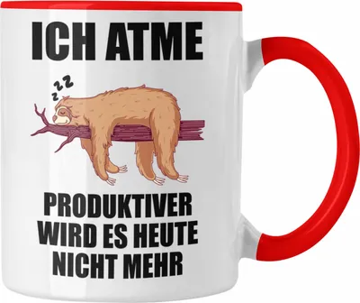 Produktbild von Trendation - Lustiger Faultier Spruch Tasse Faultier Mitarbeiter Arbeitskollge Geschenk (Rot)