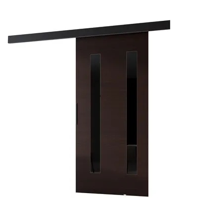 Zdjęcie produktu dla MINIO go for it, drzwi przesuwne, "PRIM H", drzwi wewnętrzne, drzwi, z czarnym szkłem, czarny uchwyt, 96 cm, kolor wenge/czarny