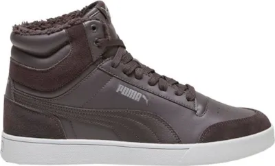 A single brown Puma winter boot is shown against a white background.