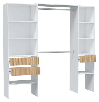 Kleiderschrank Ethna, 190x187x40 cm, modern, weiß, Melamin