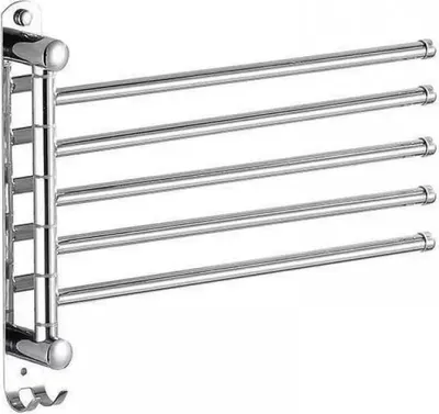 Obrázek produktu pro O 180 stupňů otočný držák na ubrousky, nástěnné ubrousky z chromu se 4 háčky, ubrousky v koupelně, držák na ubrousky z nerezové oceli SUS304 s háčkovanou výzdobou