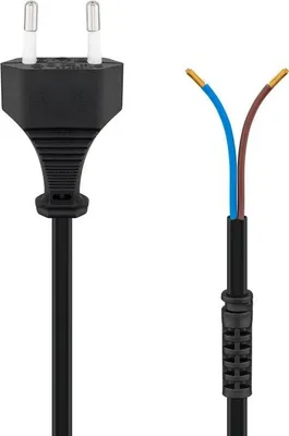 Produktbild von Kabel mit Eurostecker zum Konfektionieren, 1,5 m, Schwarz, (2*0,75 mm²) Eurostecker (Typ C, CEE 7/16) > lose Kabelenden