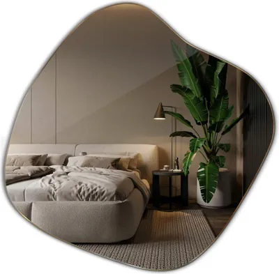 Zdjęcie produktu dla Lustro kosmetyczne do sypialni - nieregularne lustro ścienne o designerskim kształcie - 67,6 × 67 cm