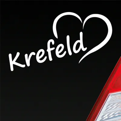 Produktbild von Auto Aufkleber Krefeld Herz Stadt City Liebe Love Heart 16,5x8 cm Weiss Matt Sticker Heckscheibenaufkleber
