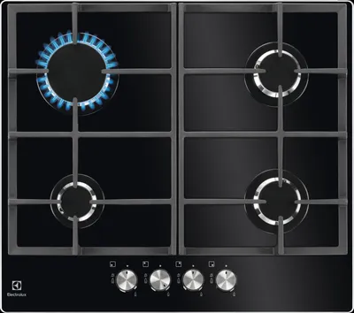 Image de Electrolux KGG6426K, Noir, Intégré, 56 cm, Plaque de cuisson à gaz, verre, 4 zone(s)