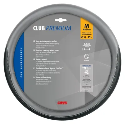 Obrázek produktu pro Potah volantu Lampa Club ze skeentexu - M - Ø 37/39 cm - Černá/šedá