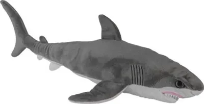Produktbild von Nature Planet Pluschtier weiser Hai - weicher Pluschstoff - viele Details - grau - 58 cm