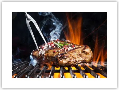Produktbild von Poster - Poster ohne Rahmen - Steak Grill Flammen Essen - 40x30 cm - Wand Bild - Wanddeko - Wandbilder - Kunstposter - Wandposter - Bilder - Kunstdruck - Wanddekoration - Wandbild - P2XAA40x30-2865