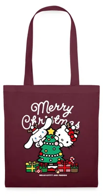 Produktbild von Spreadshirt Hello Kitty Und Cinnamoroll Weihnachten Stoffbeutel, One size, Burgunderrot