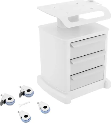 Obrázok produktu pre Kozmetický vozík – Vozík pre kaderníctvo a lekárske účely – 3 zásuvky – nosnosť 30 kg – ABS plast – 51 x 47 x 77 cm – biela farba