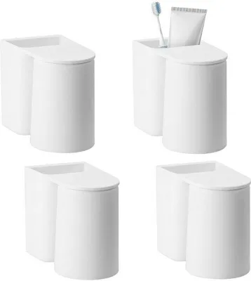 Immagine prodotto di Portaspazzolini elettrico e magnetico a 4 scomparti da parete, bianco, in plastica, adatto per la famiglia e il bagno