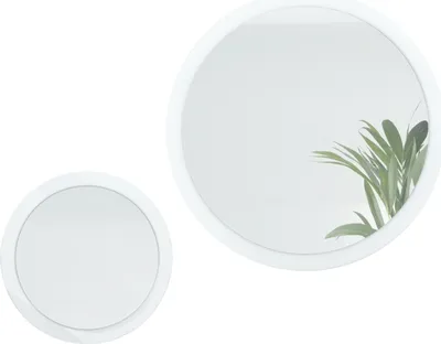 Produktbild von Vladon Spiegel Globe Set 50 und 80 cm,  Germany, 2 dekorative runde Wandspiegel für Flur und Wohnzimmer mit MDF-Rahmen in Weiß matt
