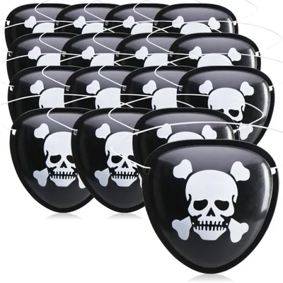 Produktbild von com-four® 16x Piraten-Augenklappen - Piraten-Kostüm Zubehör zum Karneval, Halloween - Seeräuber Accessoire - Augenabdeckung mit Gummiband, Kappe, Maske