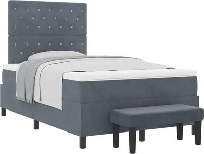Immagine prodotto di vidaXL Letto a molle con materasso grigio scuro 120 x 190 cm in velluto