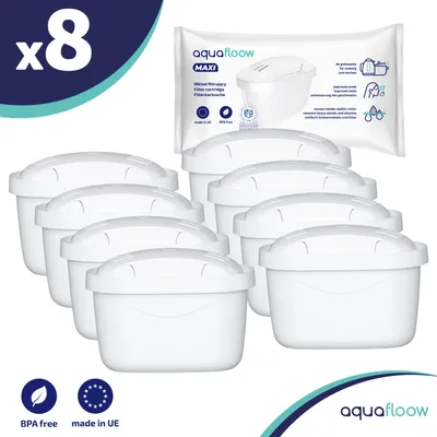 Obrázok produktu pre Vodné filtračné vložky Aquaflow - 8 kusov | Náhradné filtračné vložky pre Dafi Unimax Aquaphor A5 Brita Maxtra+ Philips AWP212/10