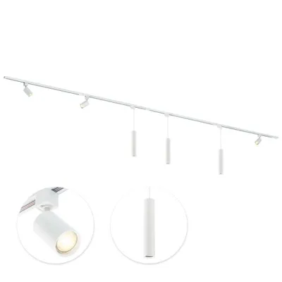 Produktbild von Qub Focus III 1-Phasen-Schienensystem 400 cm I-Form 3 Spots 3 Hängelampen Weiß