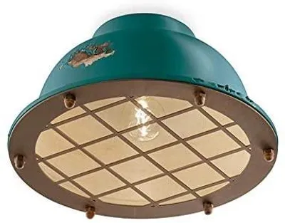 Produktbild von Industrielle Deckenleuchte Eisen und Keramik Vintage Grün 1 Licht E27