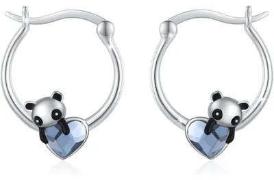 Produktbild von 925 Sterling Silber Creolen mit Tieranhänger für Damen und Mädchen