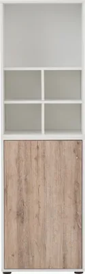 Produktbild von Büro Aktenschrank mit Regal BRAGA-80 in weiß mit Wildeiche Nb., B/H/T: ca. 51/167,2/41 cm