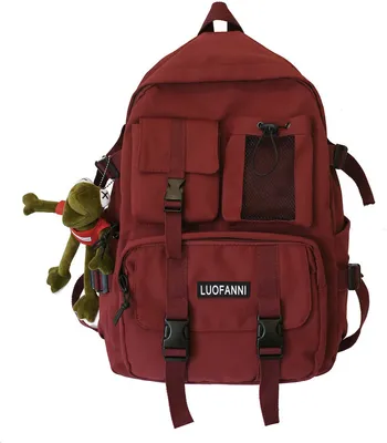Image de （Rouge） Sac à dos scolaire en nylon Bagpack Sac à dos antivol Sacs à dos de voyage décontractés avec remorque
