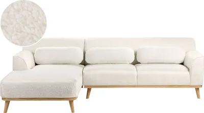 Produktbild von BELIANI Ecksofa Weiß Bouclé-Stoffbezug L-förmig 3-Sitzer Sofa mit Chaiselongue Rechtsseitig Wohnzimmermöbel Modern Wohnzimmer Ausstattung Wohnecke