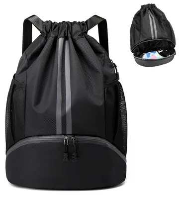 Image de Sac de sport étanche avec cordon de serrage et compartiment à chaussures - Idéal pour le sport et les voyages