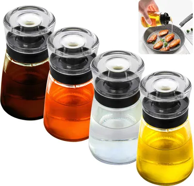 Produktbild von Gewürzbehälter Set,4er-Pack Auslaufsichere Ölspenderflasche für Outdoor-Camping, 160 ml Olivenöl und Essig aus Glas,verschlossen für Picknickküche