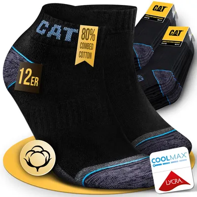 Produktbild von CAT® CATERPILLAR POWER & COOL WORK SNEAKERS ArbeitsSneaker Sneaker-Socken Arbeitssocken Schwarz, Knöchelhoch Strümpfe Füßlinge - 12 Paar & Größe 43-46