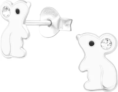 Produktbild von Kinder Ohrringe Ohrstecker 925 Sterling Silber Maus mit Kristall