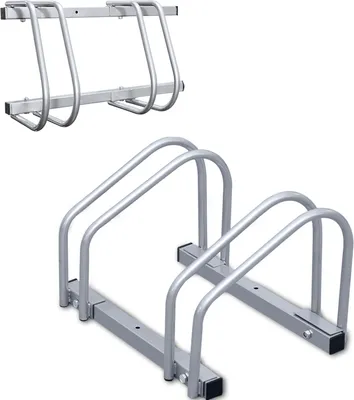 Immagine prodotto di TolleTour portabiciclette per 2 biciclette Portabiciclette d'argento Sistema di parcheggio per biciclette di varie dimensioni