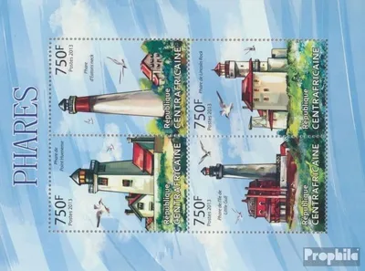 Produktbild von Briefmarken Zentralafrikanische Republik 2013 Mi 4171-4174 Kleinbogen (kompl. Ausgabe) postfrisch Leuchttürme