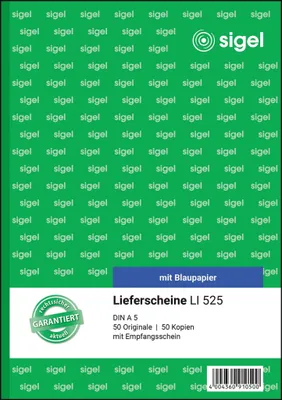 Produktbild von SIGEL LI525 Lieferscheine, mit Empfangsschein, 1.+ 2. Bl. bedruckt, A5, mit Blaupapier, 2 x 50 Blatt