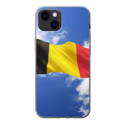Produktbild von MuchoWow® Handyhülle Schutzhülle Hülle für iPhone 13 mini Die Flagge Belgiens weht am Himmel Silikon Softcase Handy Hülle - Softcase