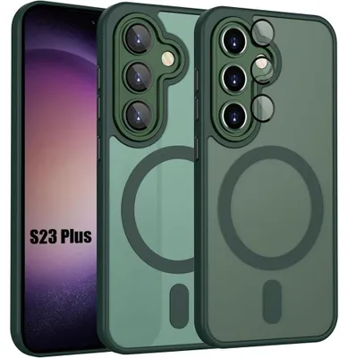 Image de Coque pour Samsung Galaxy S23 Plus, avec Anneau Magnétique et Vitre Caméra - Vert Nuit