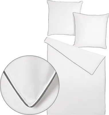Produktbild von Traumschlaf Uni Bettwäsche White Collection Pipping Kissenbezug einzeln 70x90 cm dark-grey