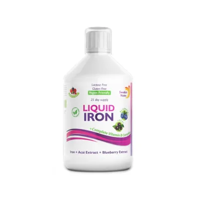 Immagine prodotto di Swedish Nutra Liquid Iron - ferro - complesso vitaminico B - riduce la stanchezza - rafforza il sistema immunitario - gusto naturale di frutta - 500 ml