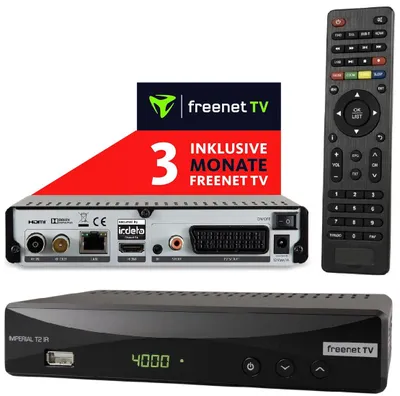 Produktbild von Imperial T2 IR Plus DVB-T2 Receiver (3 Monate FREENET TV) HDMI & SCART, USB, PVR Ready, HDTV mit Aufnahmefunktion und Time-Shift + HDMI Kabel