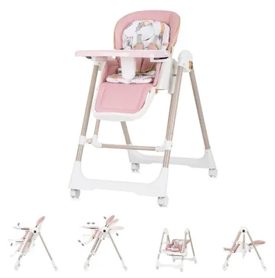Produktbild von Chipolino Kinderhochstuhl 2 in 1 Milk Shake, verstellbar, Babyschaukel, Räder rosa