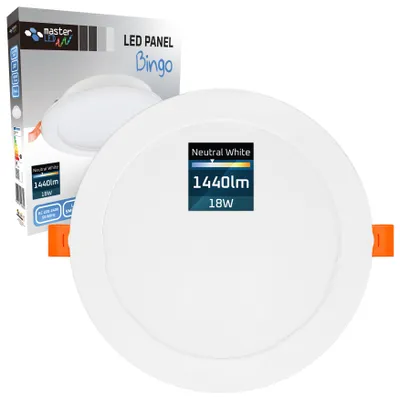 Obrázek produktu pro MasterLED LED panel 18W kulatý 4000K neutrální bílá, 1440lm, vestavné světlo Ø180-200mm