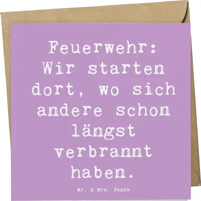 Produktbild von Mr. & Mrs. Panda Glückwunschkarte Spruch Feuerwehrmann Helden - Lavendeltraum - Geschenk, Feuerwehr, Lebensretter, Berufsliebe, doppelkarte, Hilfsbereitschaft, Grußkarte