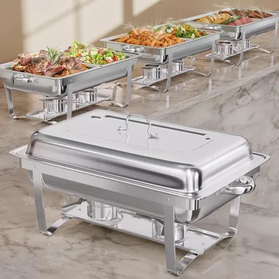 Image de Distributeur de plats chauds - Chauffer les aliments - Maintient les plats au chaud - Acier inoxydable - 9 litres - Argenté