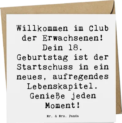 Produktbild von Mr. & Mrs. Panda Glückwunschkarte Spruch 18. Geburtstag Start - Weiß - Geschenk, inspirieren, doppelkarte, Geburtstagsgeschenk, Meilenstein, Klappkarte, faltkarte