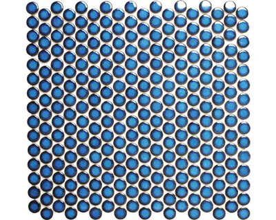 Produktbild von Keramikmosaik Knopf 451N kobaldblau glänzend 32x30,5 cm