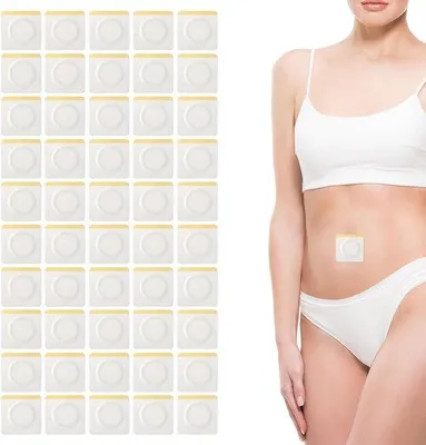 Produktbild von Organische Castorolie Patches, 6cm, Selbstklebend, Absorbierend, Nabel Wrap, Olivenöl-frei