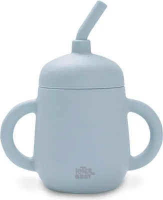 Image de Interbaby Gobelet avec paille en silicone bleu pour apprendre à boire