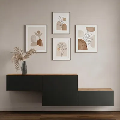 Produktbild von Planetmöbel Flur Möbel Garderobe Hängeschrank 2x 140 cm gold eiche / anthrazit, Wandgarderobe hängend oder stehend