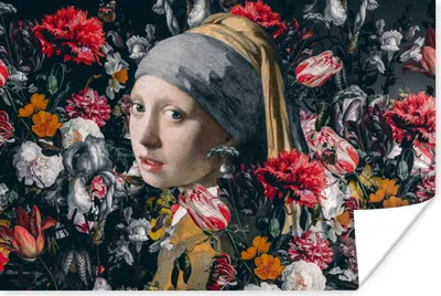 Produktbild von MuchoWow® Poster Das Mädchen mit dem Perlenohrring - Johannes Vermeer - Blumen 30x20 cm - Plakate - Print