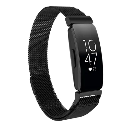 Produktbild von Armband für Fitbit Inspire, Inspire 2, Inspire HR, Ace 2, Ace 3 verstellbar Edelstall Metall - Schwarz