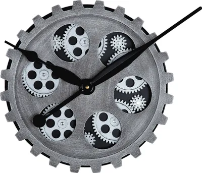 Immagine prodotto di Gilde Wanduhr, rund, "Gears", Zahnrädermotiv, Metall, silberfarben, VE 1, L. 6 cm, D. 30 cm 46411